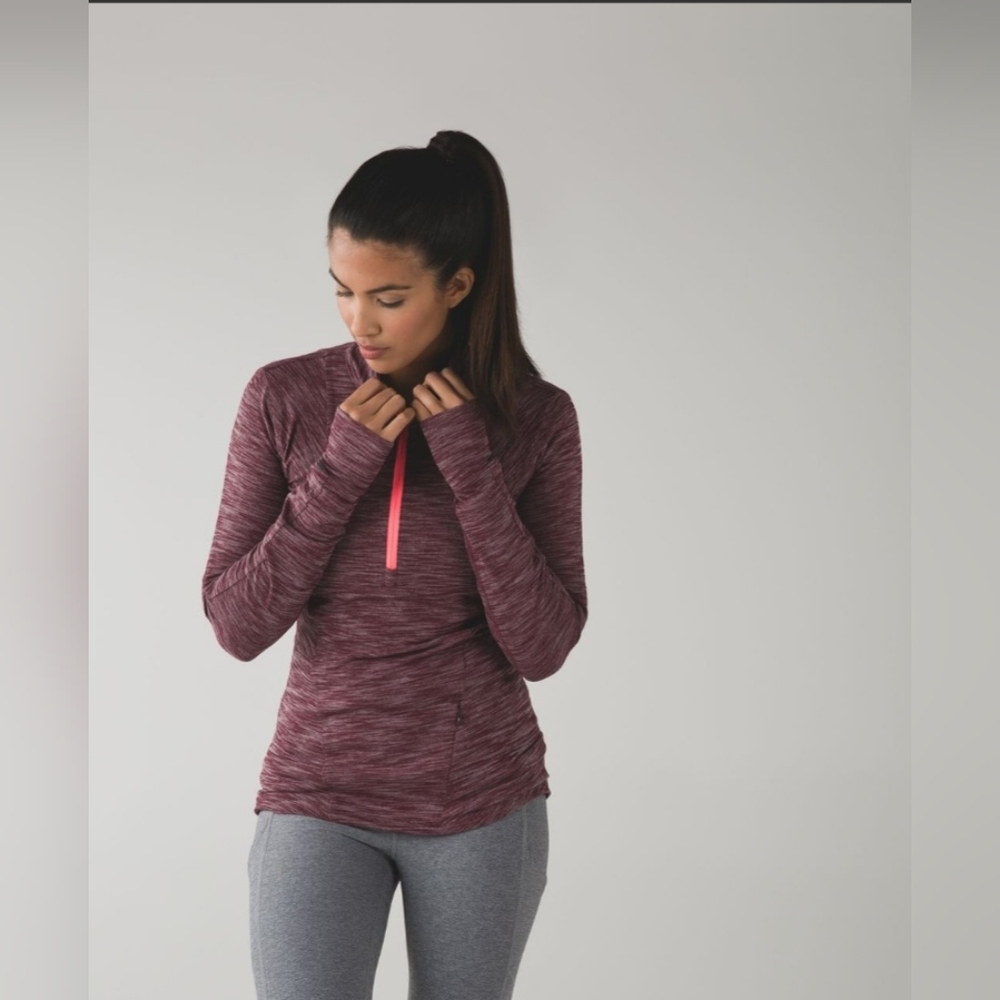 Lululemon Kanto Catch Me 1/2 Zip Heathered Bordeaux Drama size 4